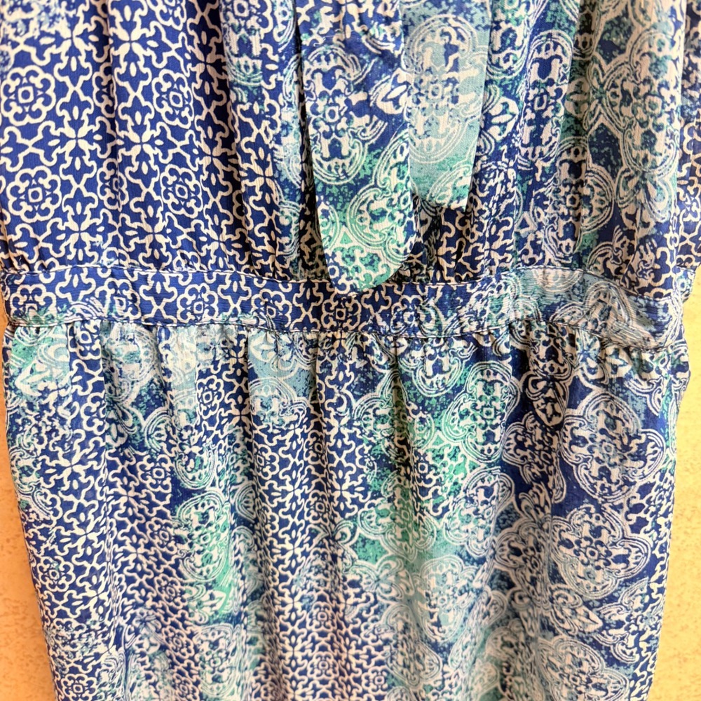 Banana Republic 6P Blue White Light Resort Core Halter Neck Sleeveless Dress - Picture 16 of 16